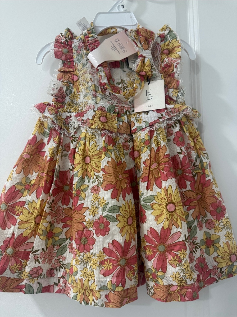 KG Kids Floral Ruffle Sundress in Yellow & Pink